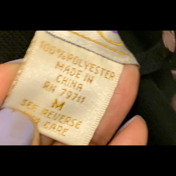 Black mini robe with colorful flowers - Picture 3 of 4